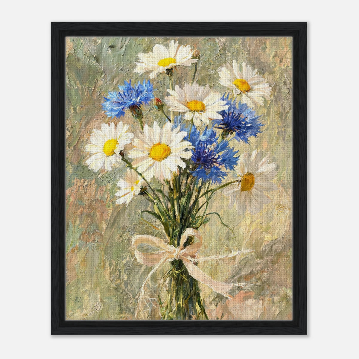 Wild Daisy & Blue Cornflower Bouquet Impressionist Art Print