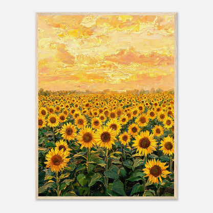 Golden Sunflower Field at Sunset Impressionist Art Print
