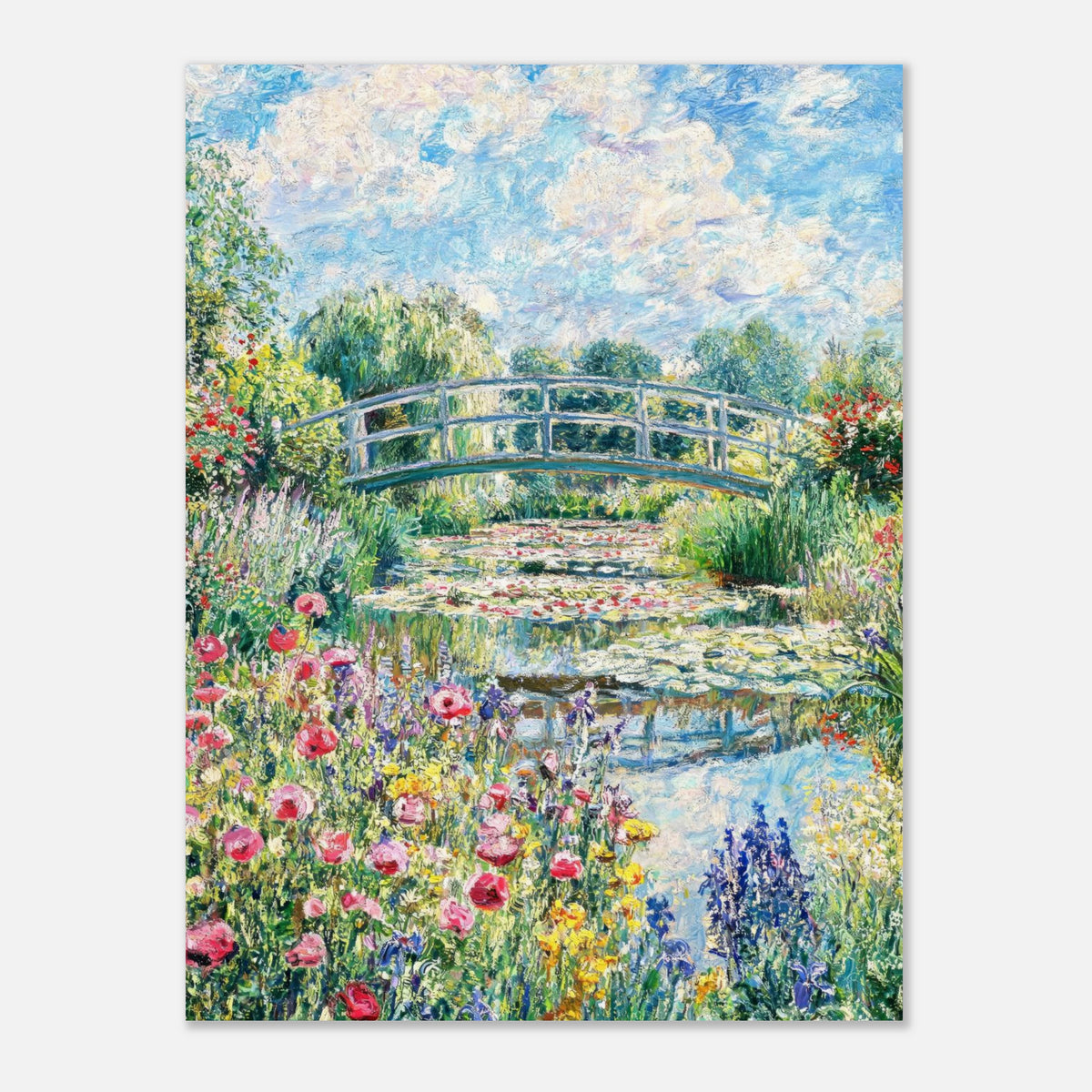 Monet's Flower Garden & Japanese Bridge Impressionist Art Print