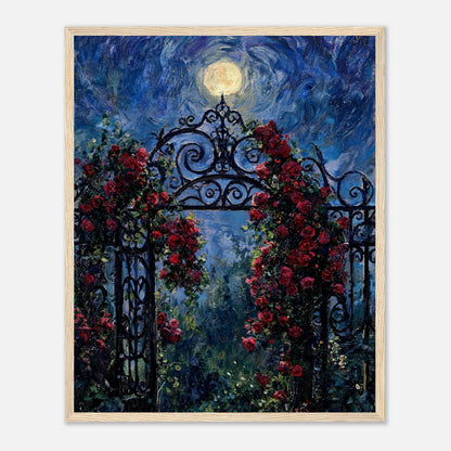 Moonlit Rose Arch Garden Impressionist Art Print