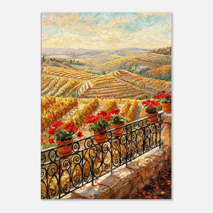 Tuscan Terrace Autumn Vineyard View Impressionist Art Print