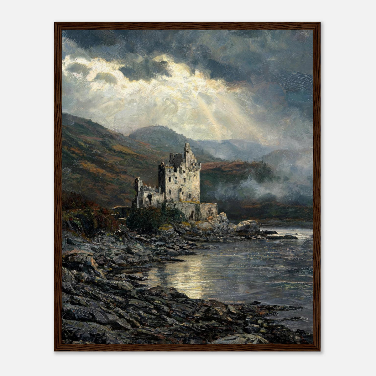 Historic Scottish Castle by Lakeside Impressionist Art Print