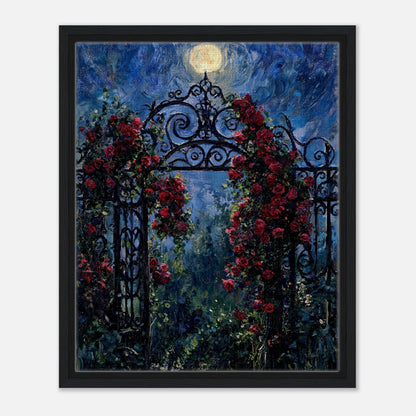Moonlit Rose Arch Garden Impressionist Art Print