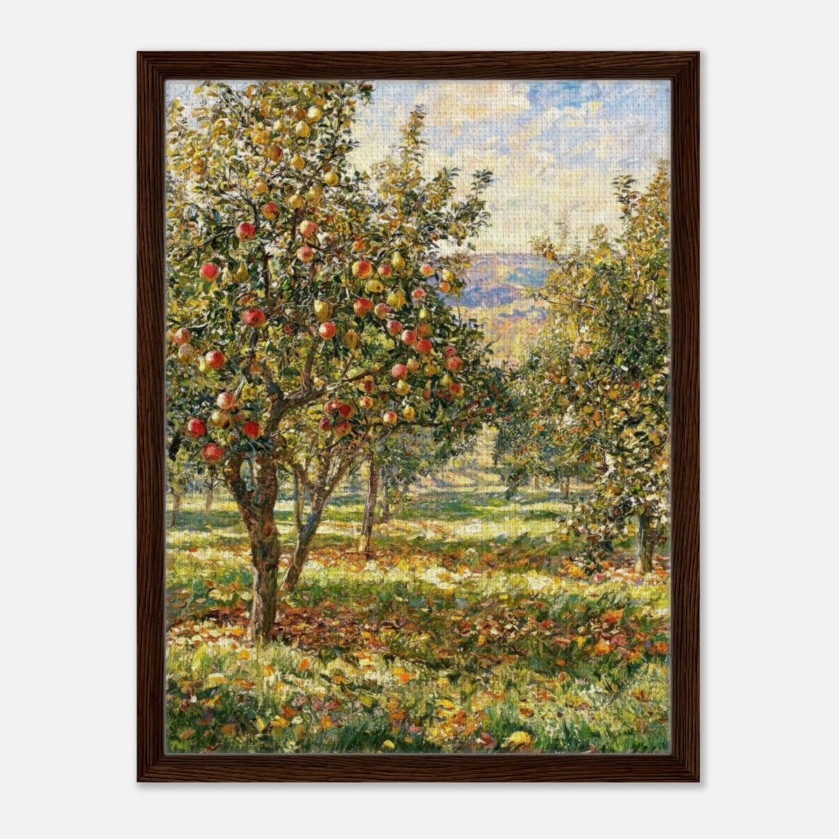 Sunlit Apple Orchard in Autumn Impressionist Art Print