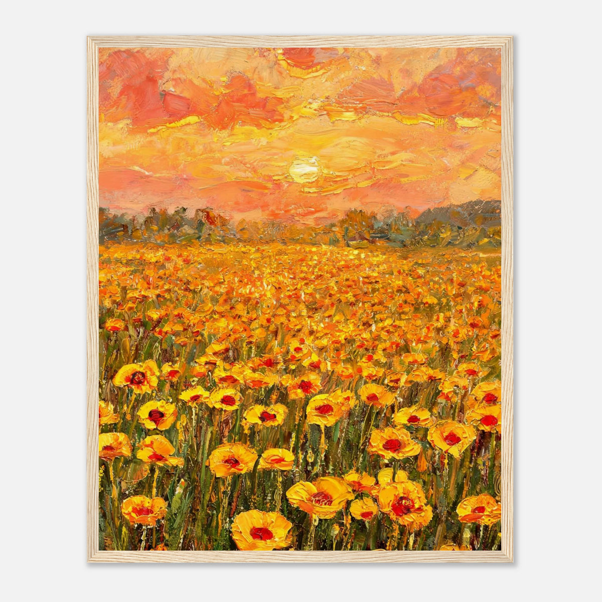 Golden Poppy Field at Sunset Impressionist Art Print