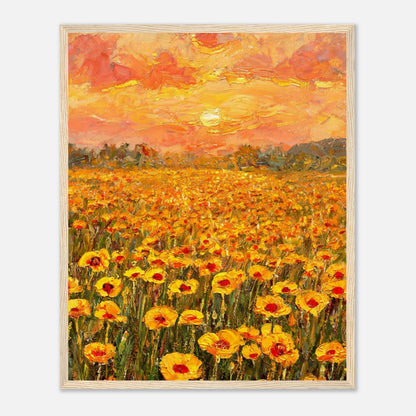 Golden Poppy Field at Sunset Impressionist Art Print