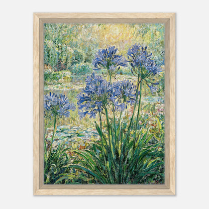 Blue Agapanthus & Sunlit Garden Impressionist Art Print