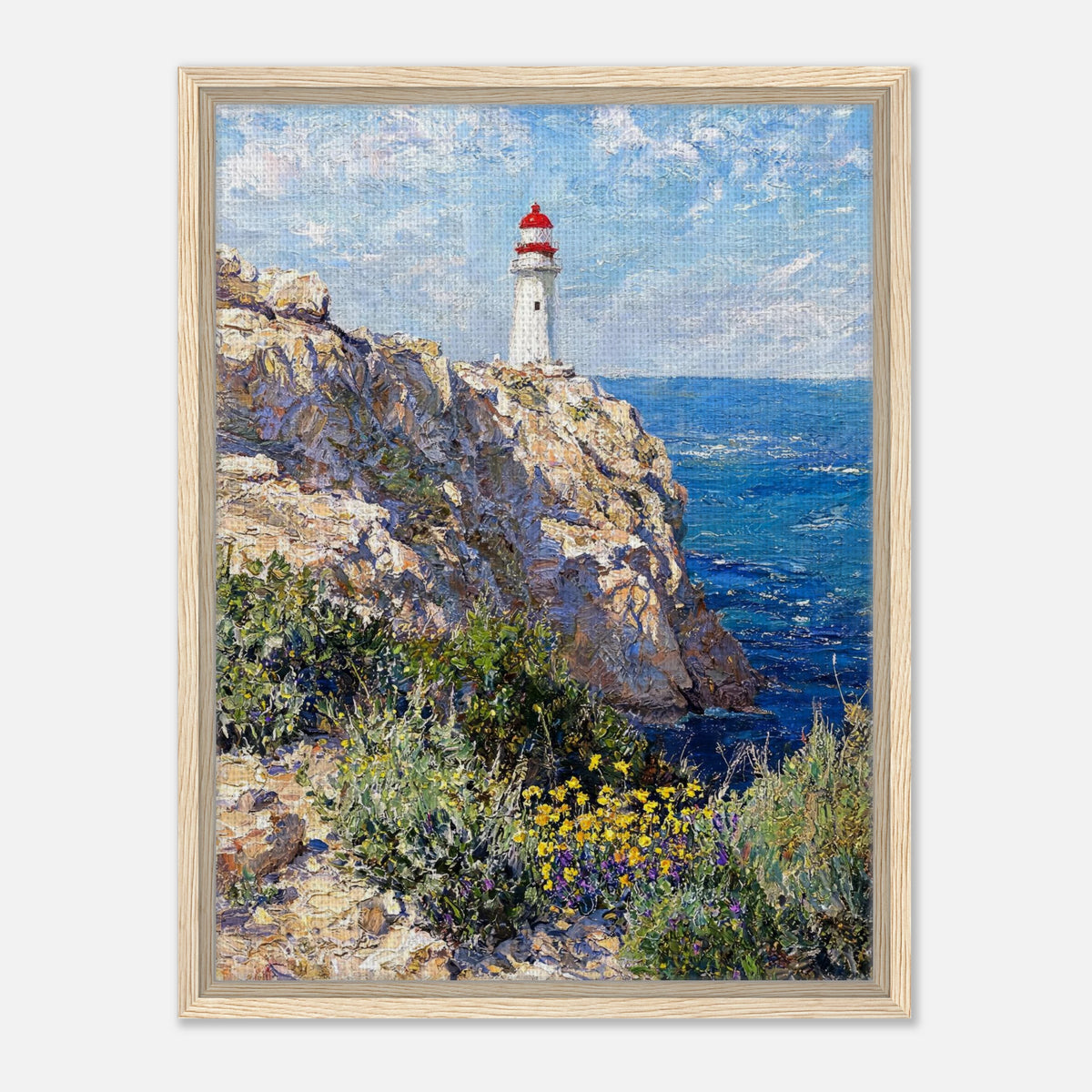 Coastal Cliff Lighthouse Coastal View Impressionist Art Print