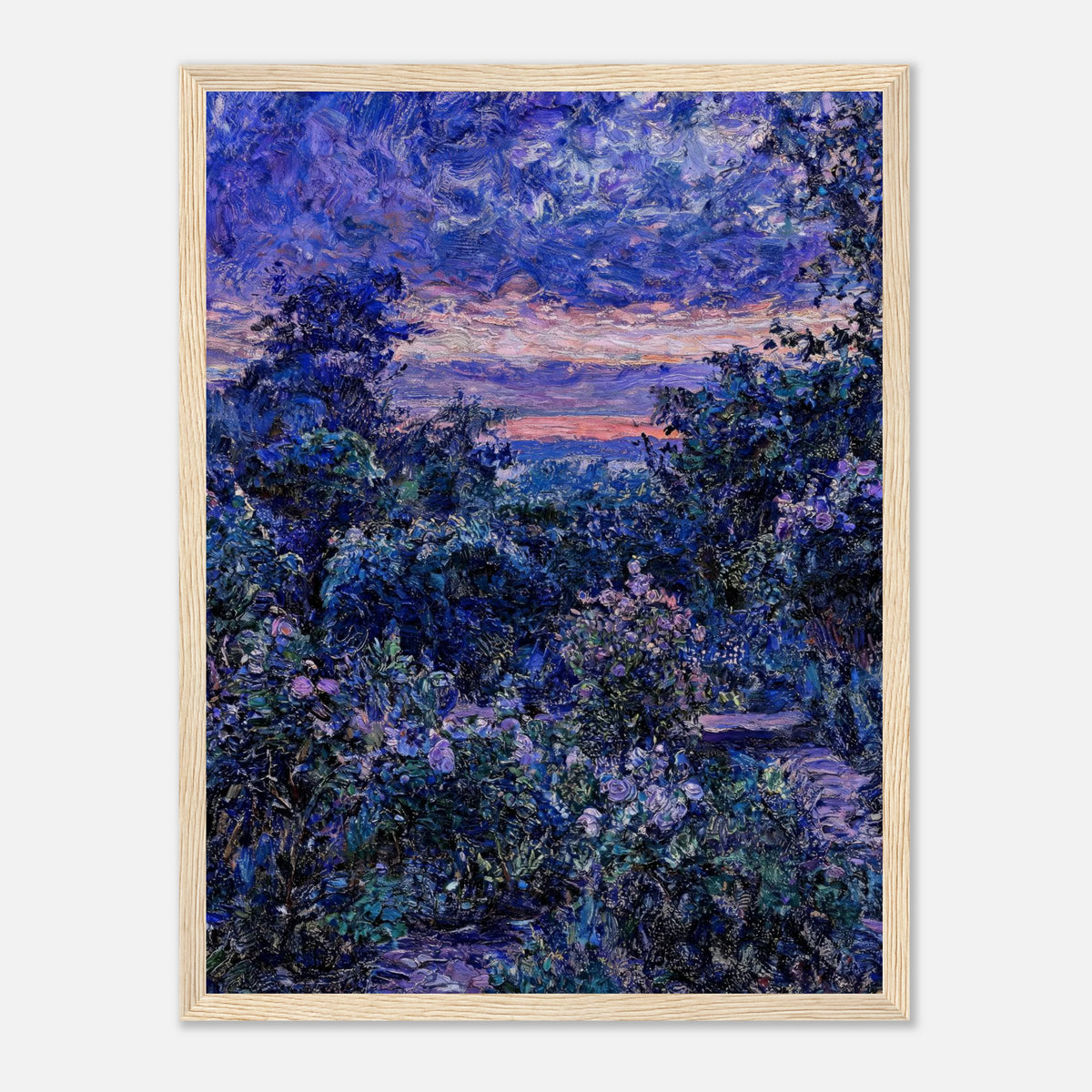 Twilight Garden & Blue Dusk Impressionist Art Print