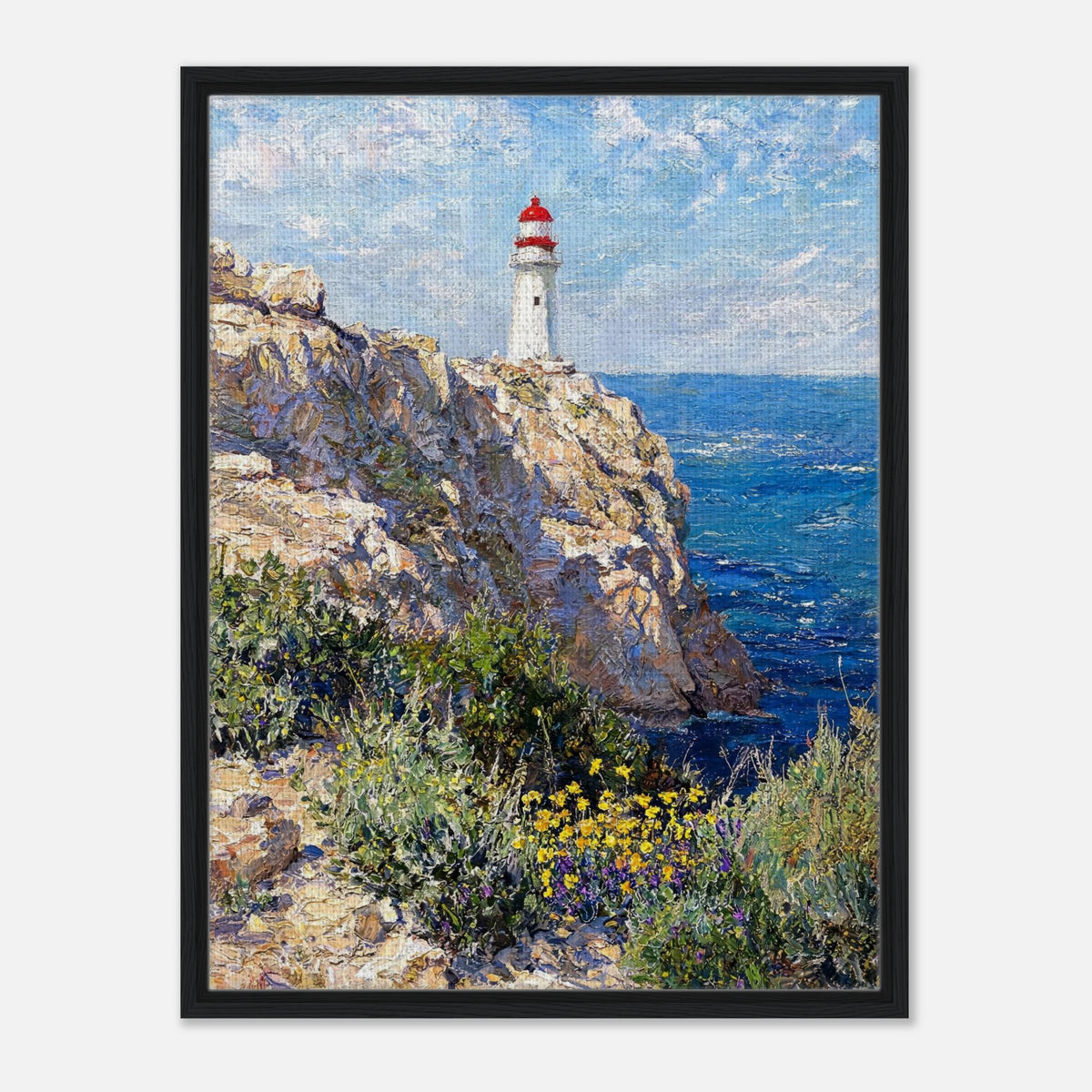 Coastal Cliff Lighthouse Coastal View Impressionist Art Print