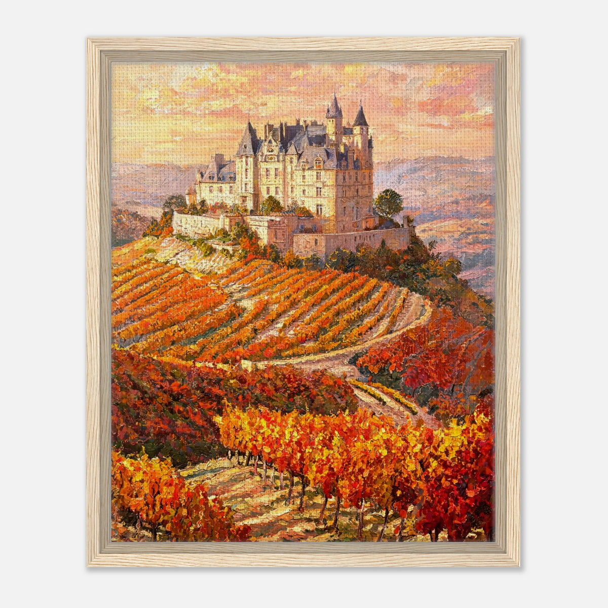 Autumn French Castle Vineyard Impressionist Art Print