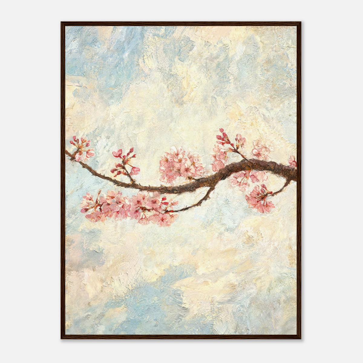 Blossoming Cherry Branch & Pastel Sky Impressionist Art Print
