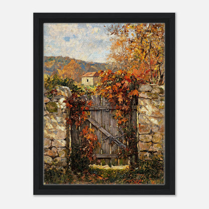 Autumn Garden Gate Cottage Impressionist Art Print