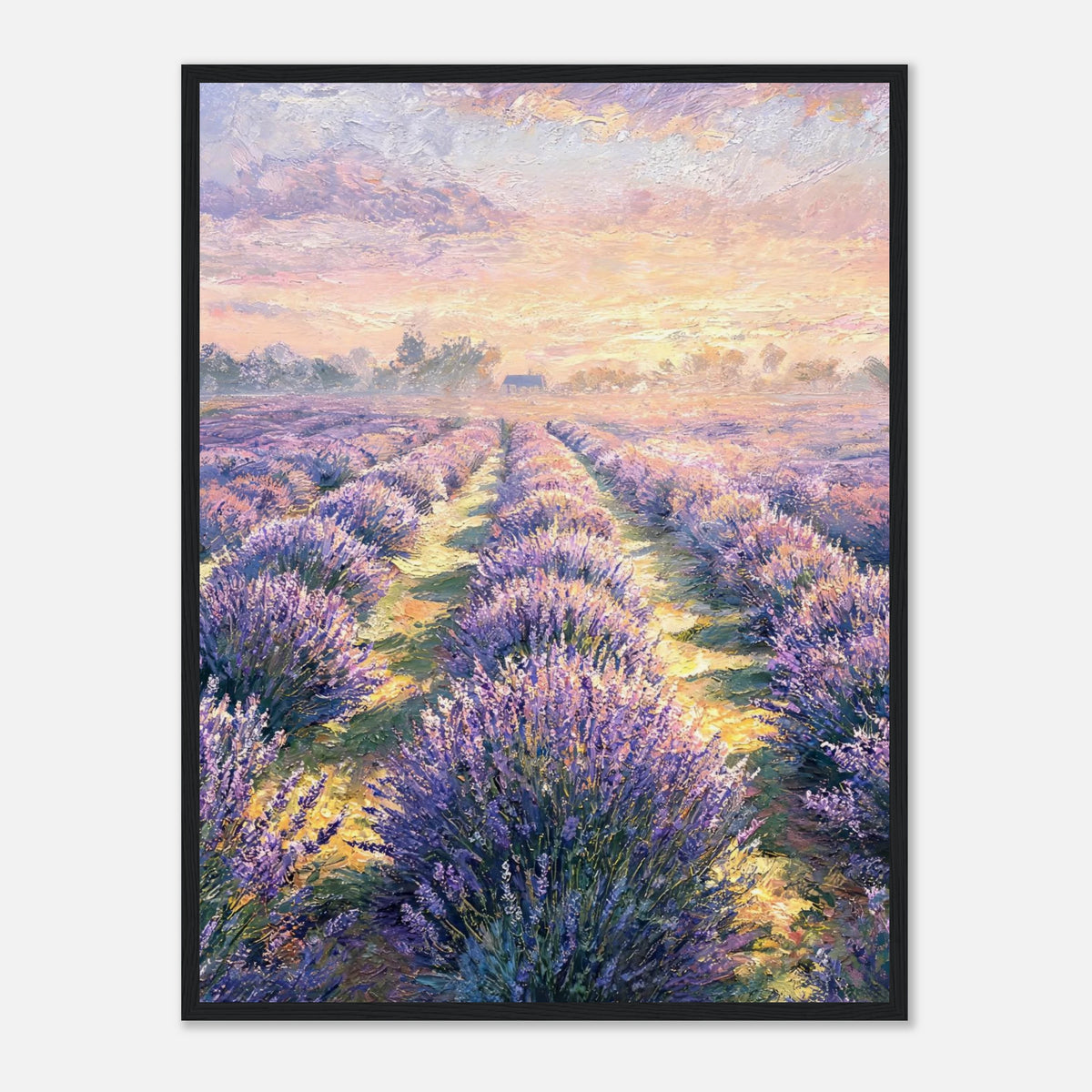 Provence Lavender Field at Sunset Impressionist Art Print