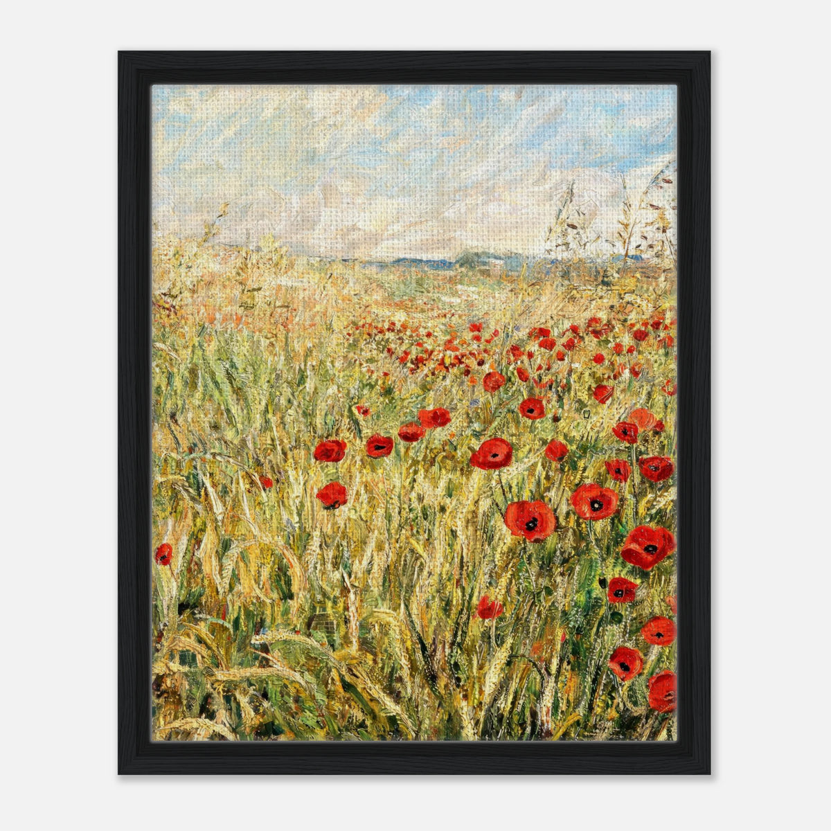 Golden Meadow & Red Poppies Impressionist Art Print