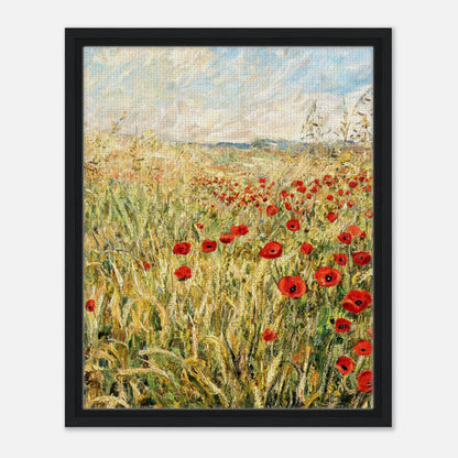 Golden Meadow & Red Poppies Impressionist Art Print