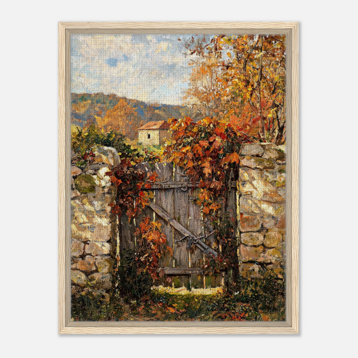 Autumn Garden Gate Cottage Impressionist Art Print