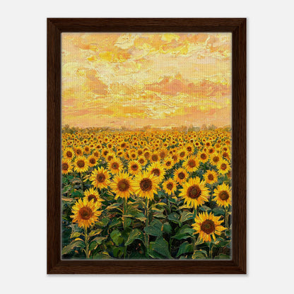Golden Sunflower Field at Sunset Impressionist Art Print