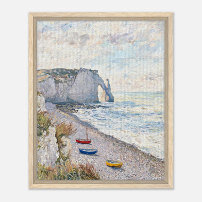 Coastal Cliff & Colorful Boats Impressionist Art Print