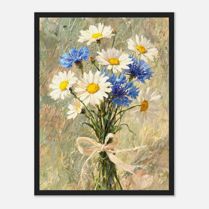 Wild Daisy & Blue Cornflower Bouquet Impressionist Art Print