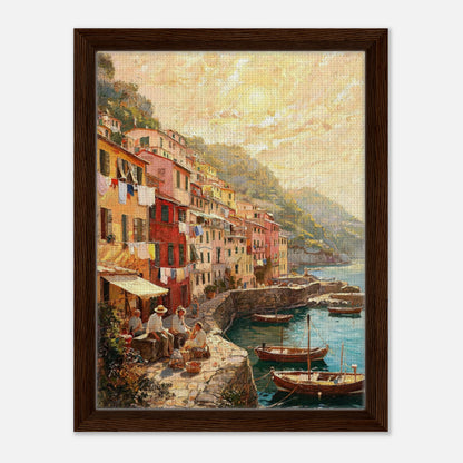 Sunlit Mediterranean Coastal Village Impressionist Art Print