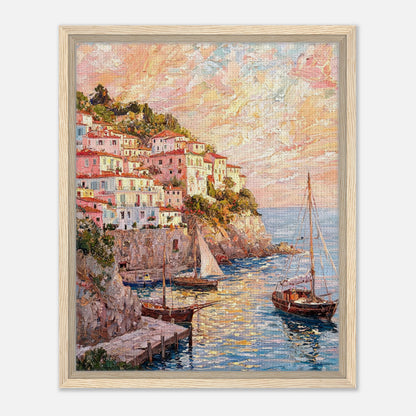 Amalfi Coast Sunset Village Impressionist Art Print