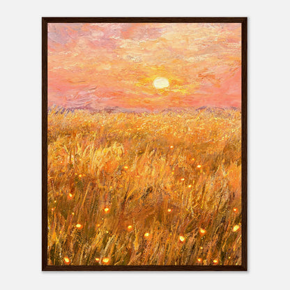 Golden Wheat Field at Sunset Impressionist Art Print