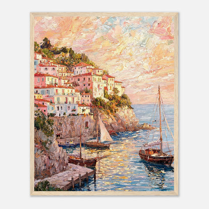 Amalfi Coast Sunset Village Impressionist Art Print