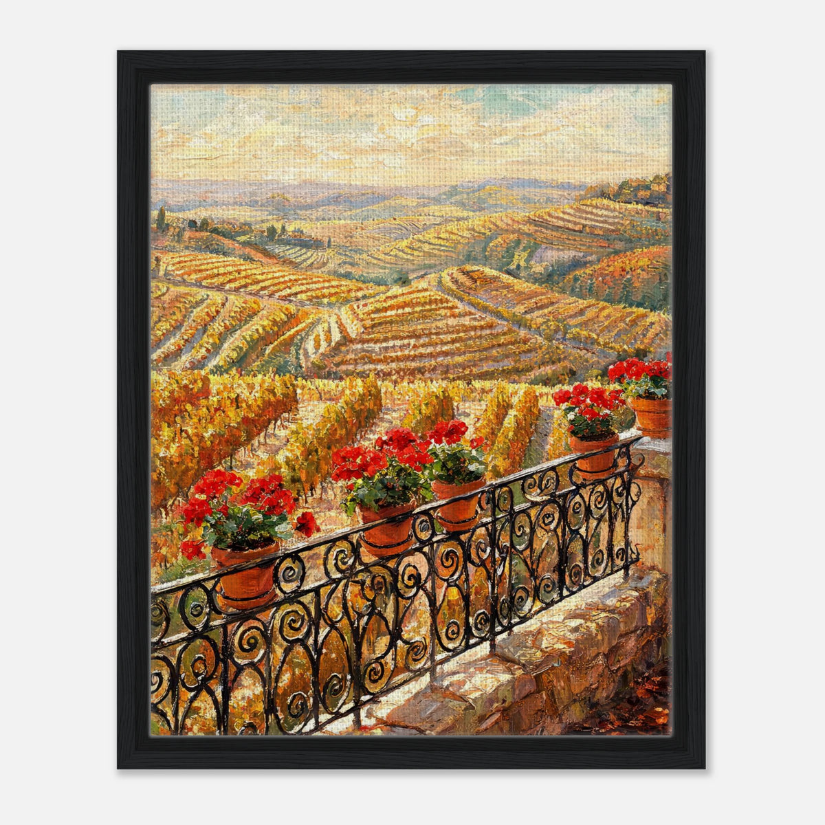 Tuscan Terrace Autumn Vineyard View Impressionist Art Print