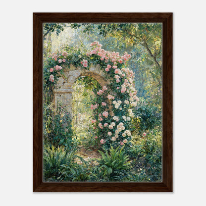 Rose-Covered Stone Arch & Sunlit Garden Impressionist Art Print