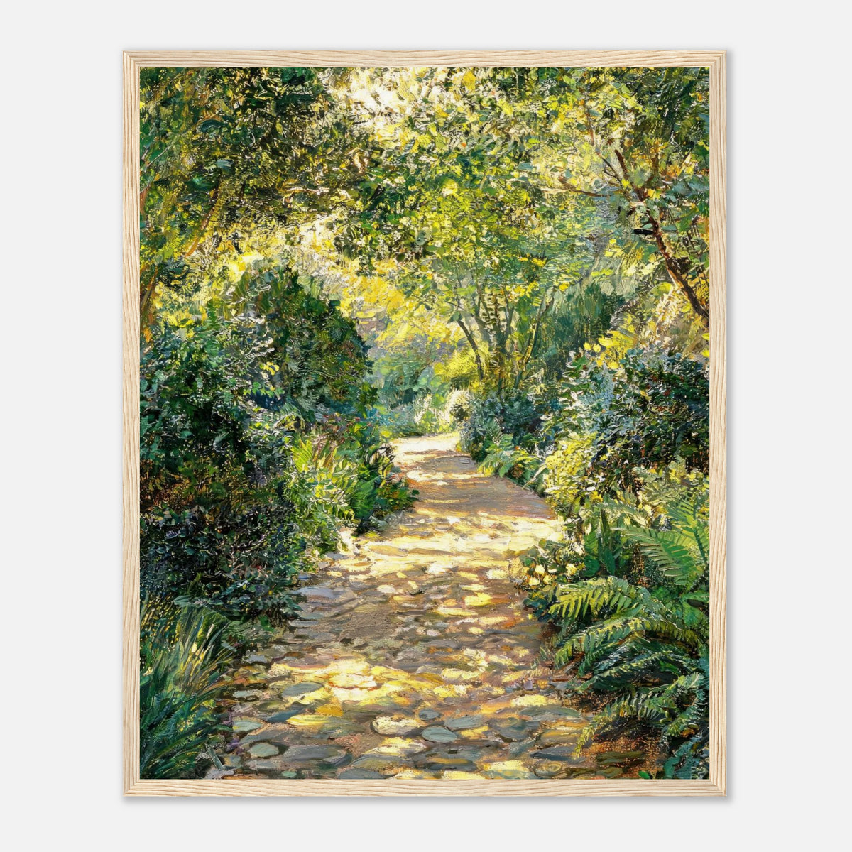 Sunlit Woodland Path Impressionist Art Print