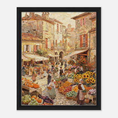 Autumn European Village Market Impressionist Art Print
