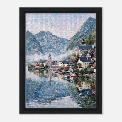 Alpine Lakeside Village Impressionist Art Print