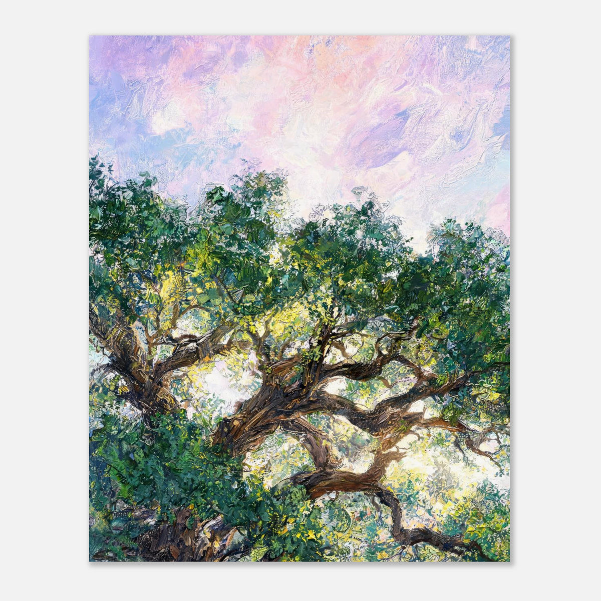 Ancient Tree & Pastel Sky Impressionist Art Print