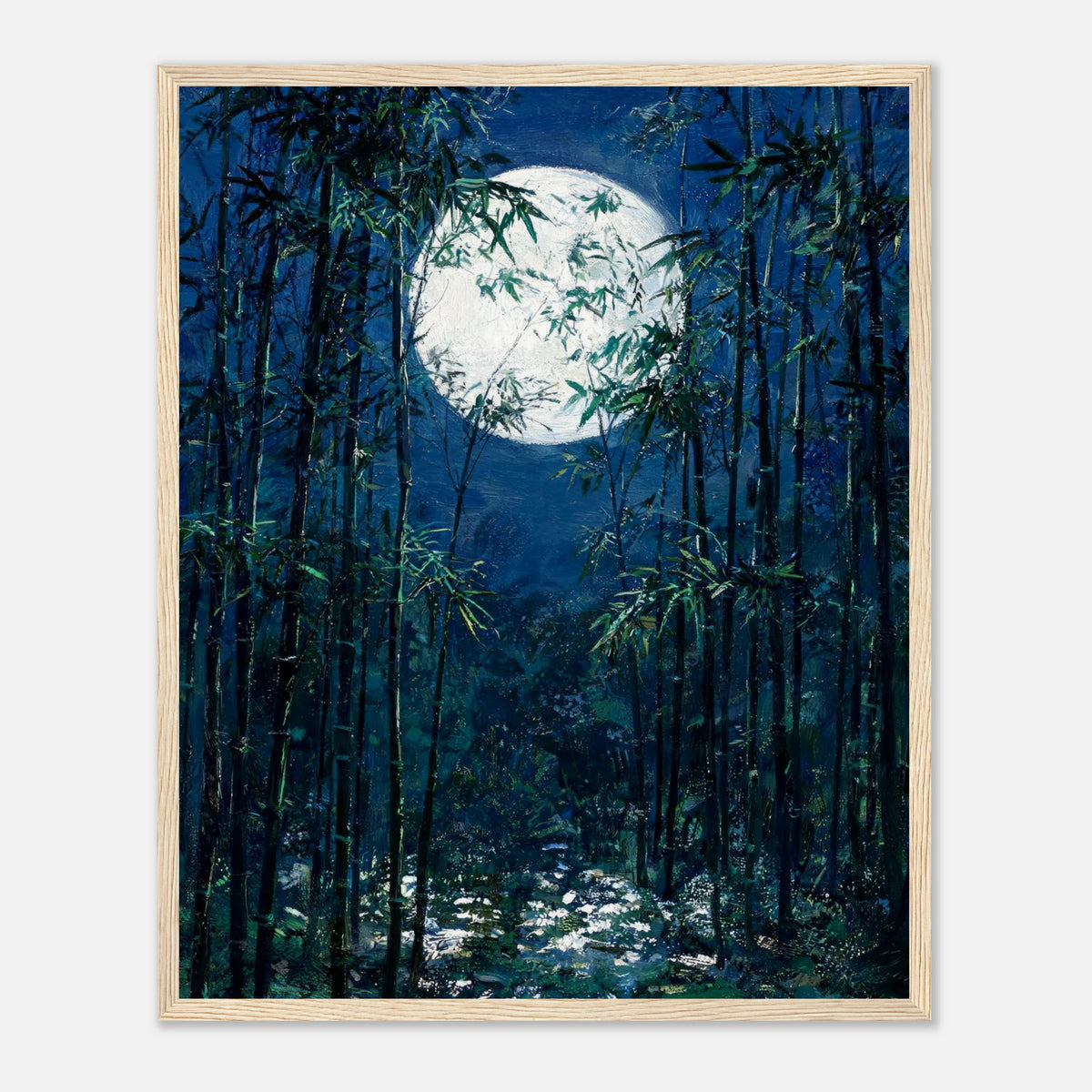 Moonlit Bamboo Forest Impressionist Art Print
