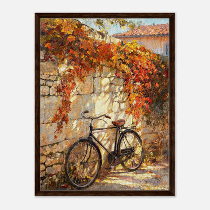 Autumn Vintage Bicycle Stone Wall Impressionist Art Print