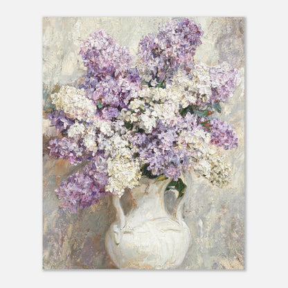 Lilac Blossoms in White Ceramic Vase Impressionist Art Print