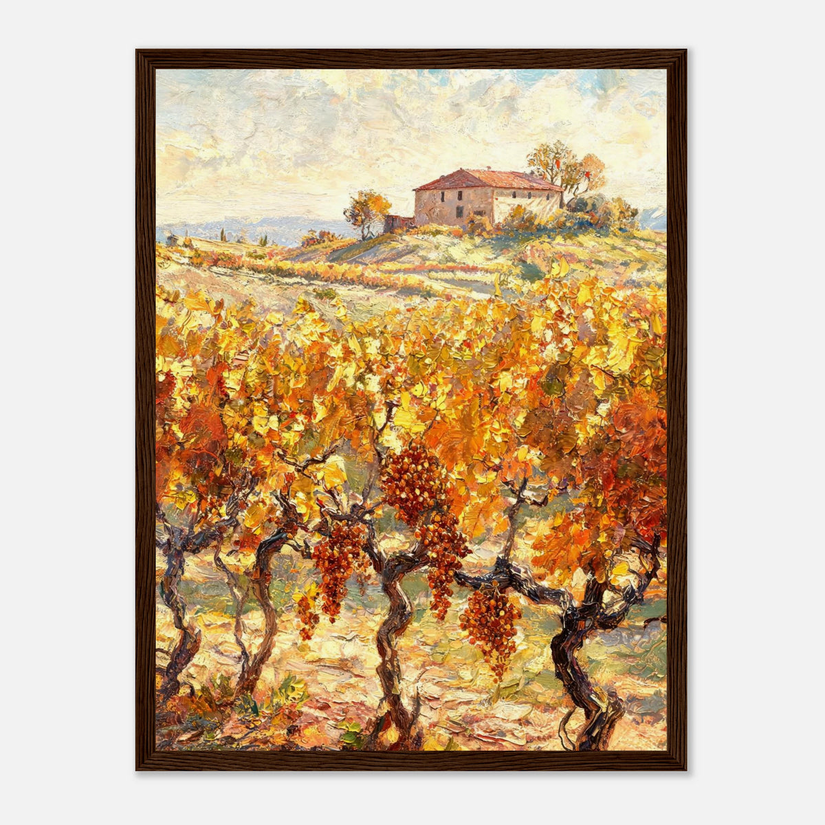 Tuscan Vineyard in Autumn Impressionist Art Print