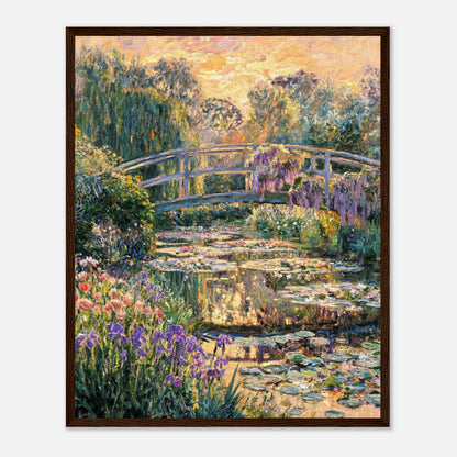 Golden Sunset Japanese Bridge Impressionist Art Print