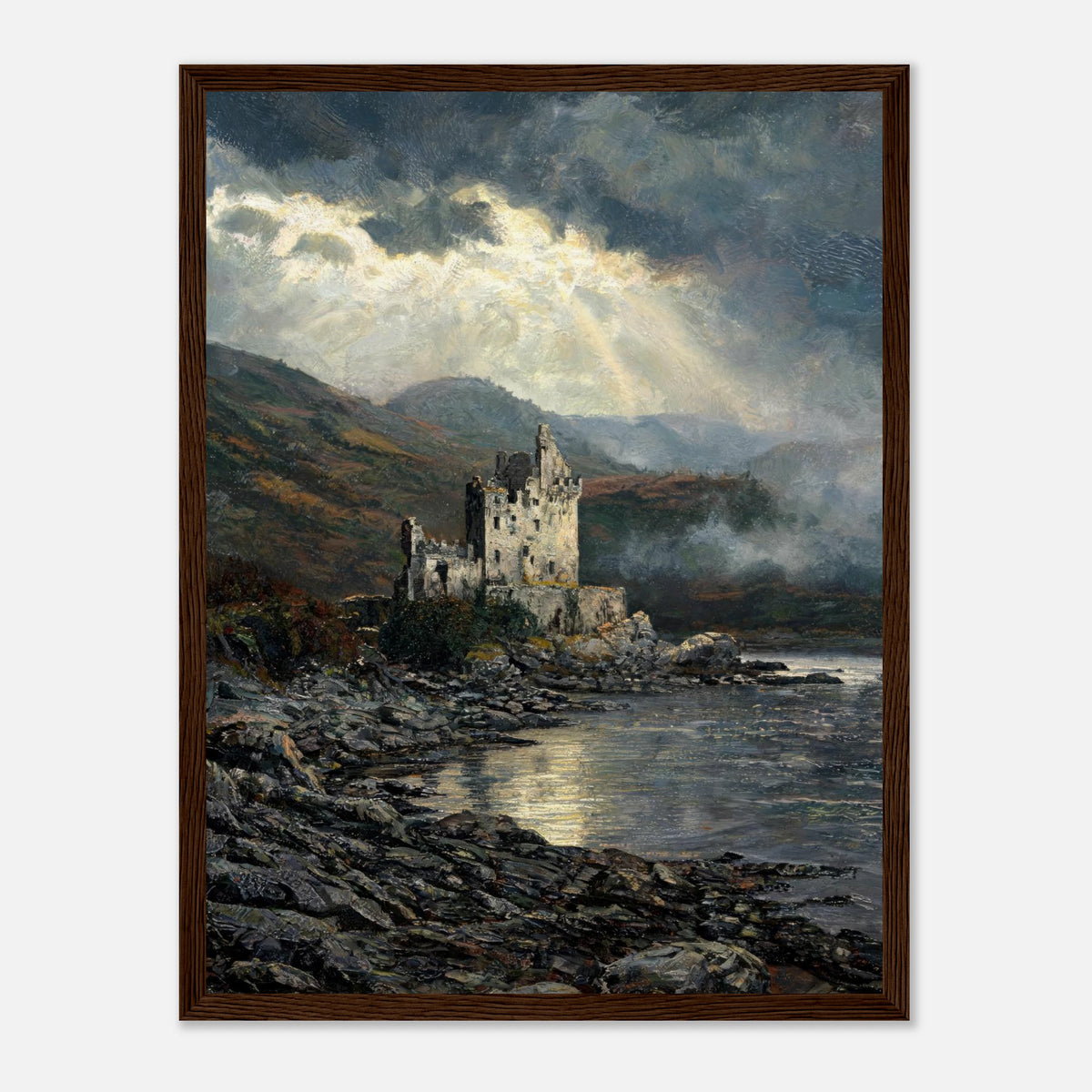 Historic Scottish Castle by Lakeside Impressionist Art Print
