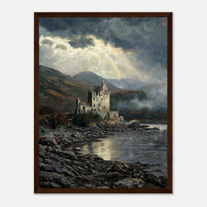 Historic Scottish Castle by Lakeside Impressionist Art Print