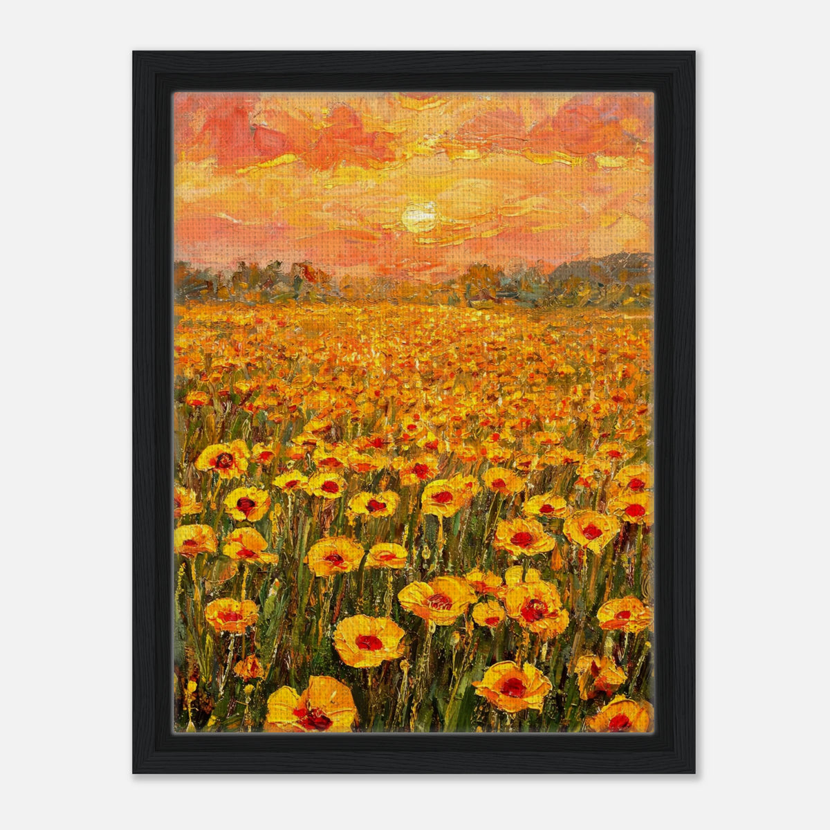 Golden Poppy Field at Sunset Impressionist Art Print