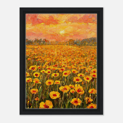 Golden Poppy Field at Sunset Impressionist Art Print