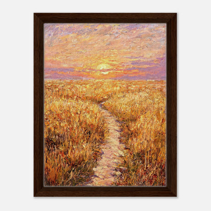 Golden Meadow at Sunset Impressionist Art Print