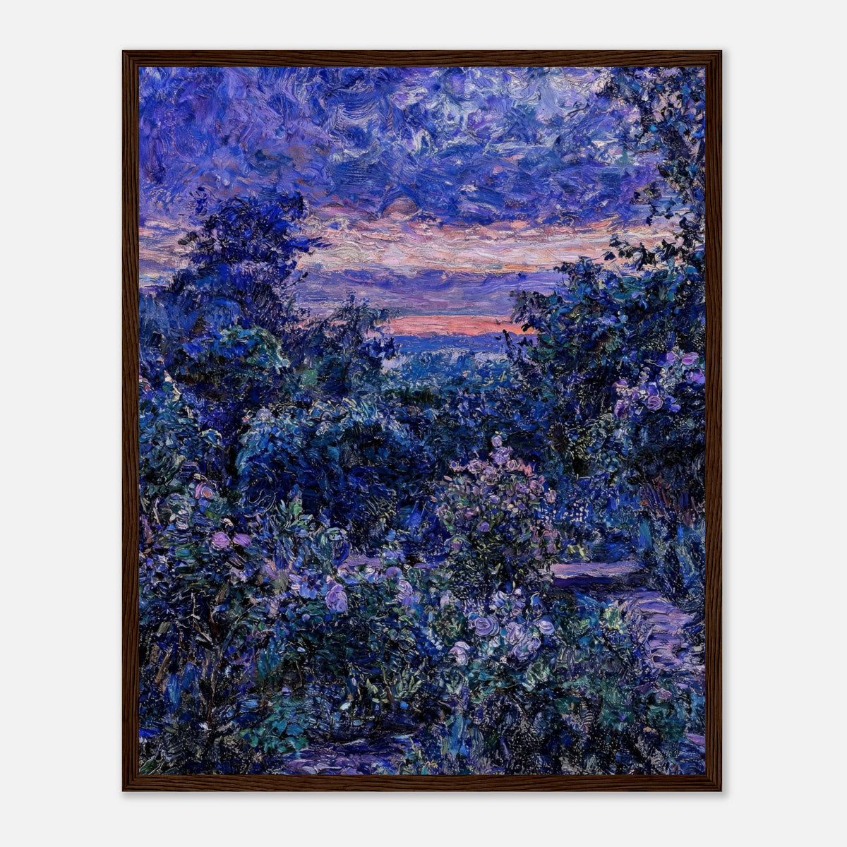 Twilight Garden & Blue Dusk Impressionist Art Print