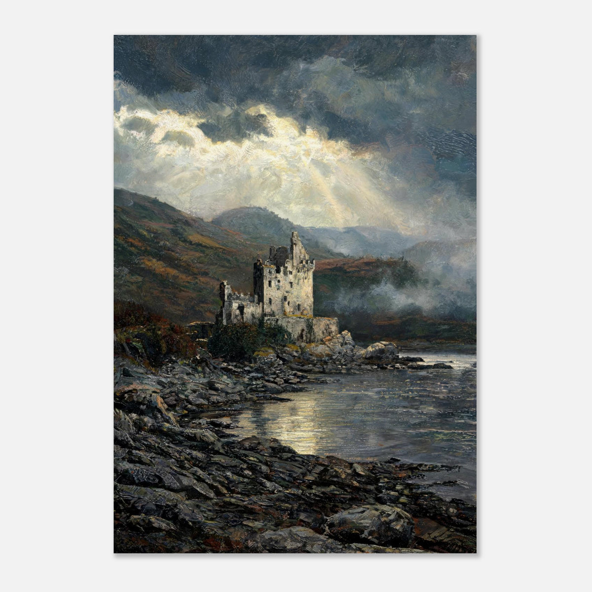 Historic Scottish Castle by Lakeside Impressionist Art Print