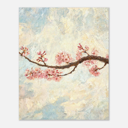 Blossoming Cherry Branch & Pastel Sky Impressionist Art Print
