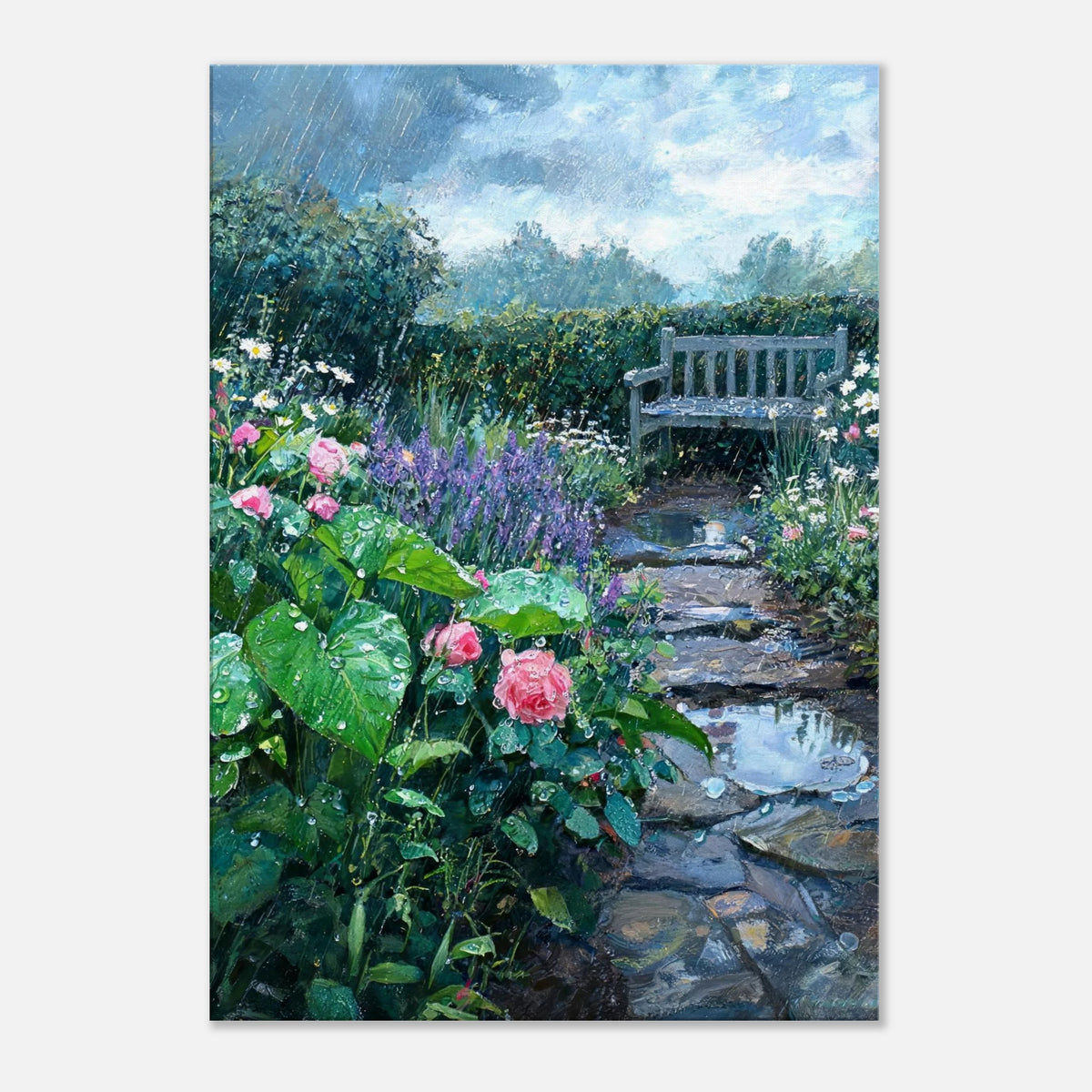 Raindrops in the Secret Garden Impressionist Art Print