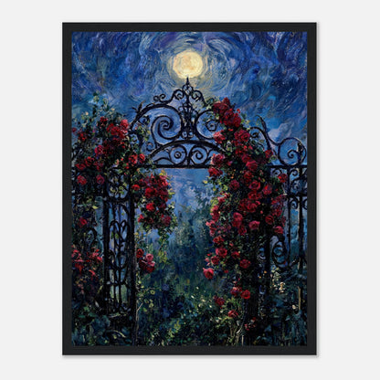 Moonlit Rose Arch Garden Impressionist Art Print