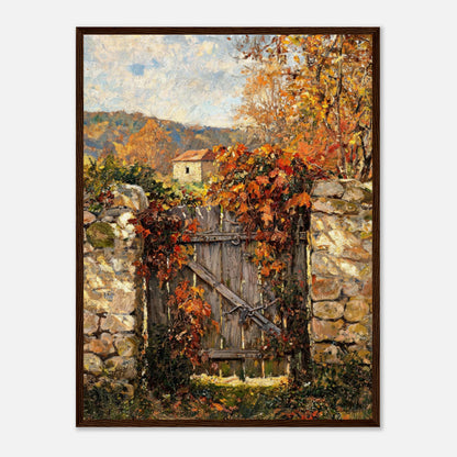 Autumn Garden Gate Cottage Impressionist Art Print